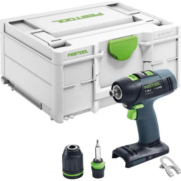 Festool batteridrevet bore-/skrumaskin T 18+3-Basic i Systainer3