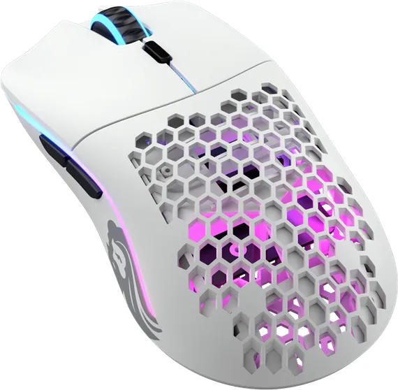 Glorious Model O Wireless - Matt Hvit - Gaming Mus - Optisk - 6 knapper - Hvit med RGB-LED lys