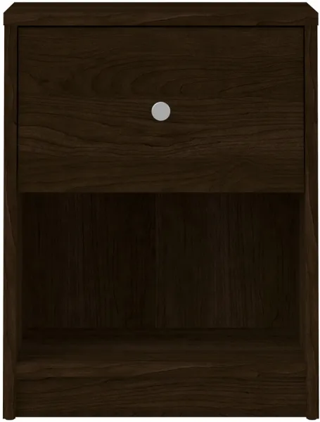 TVILUM May nattbord - brunt tre, med 1 skuff og 1 rom