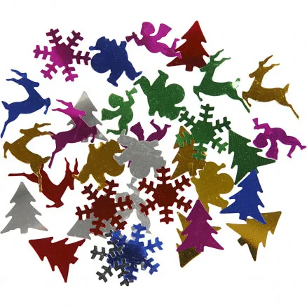 Paljetter, metalliske farger, str. 15 mm, 250 g/1 pk.