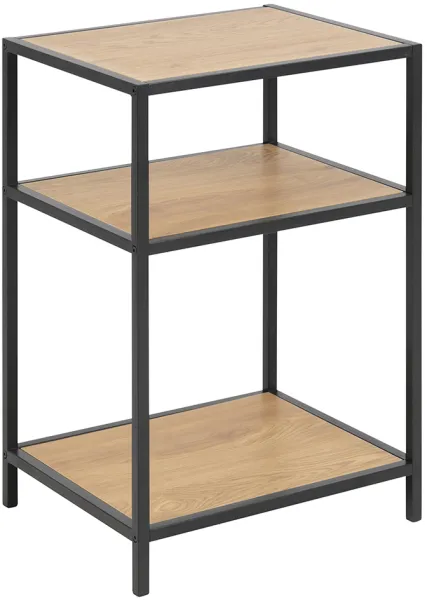 ACT NORDIC Seaford nattbord - natur/svart vill eik papir, metall, med 2 hyller