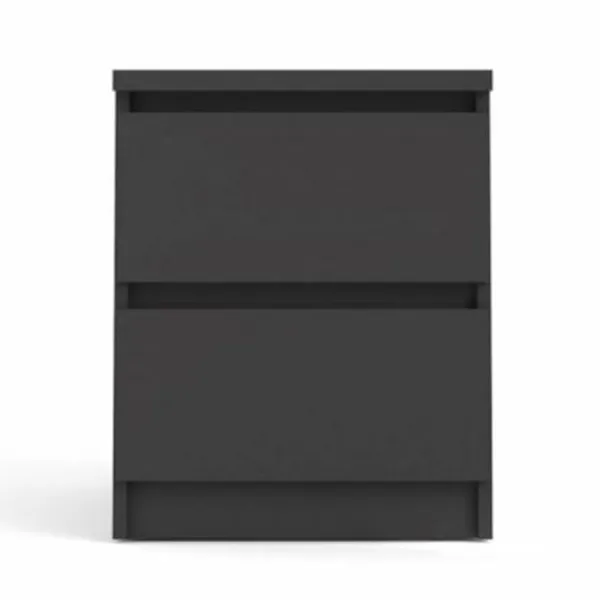 TVILUM Naia nattbord med 2 skuffer - svart folie og plast (40,4x50)