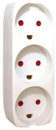 Gripo stikkontakt med 3 uttak og jording, Hvit