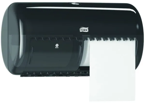 Tork Twin Dispenser, for toalettpapir, 2 ruller, svart, T4