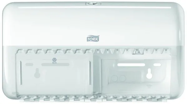 Tork Twin Dispenser, for toalettpapir, 2 ruller, hvit, T4