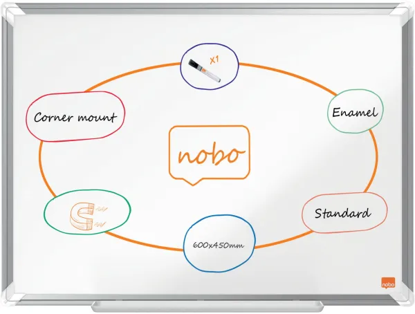 Nobo Premium Plus emaljert whiteboard 60x45cm hvit